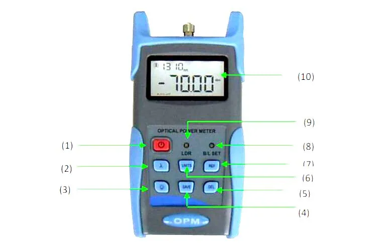 Портативный оптический Мощность метр-70 до + 6 дБм, FC/SC/ST разъемы, может сохранить и скачать тестирование записей, Поддержка SM и мм