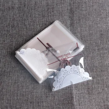 

100pcs/lot Translucent dots Plastic cookie packaging bags cupcake wrapper self adhesive bags Birthday Christmas Party Gift bags