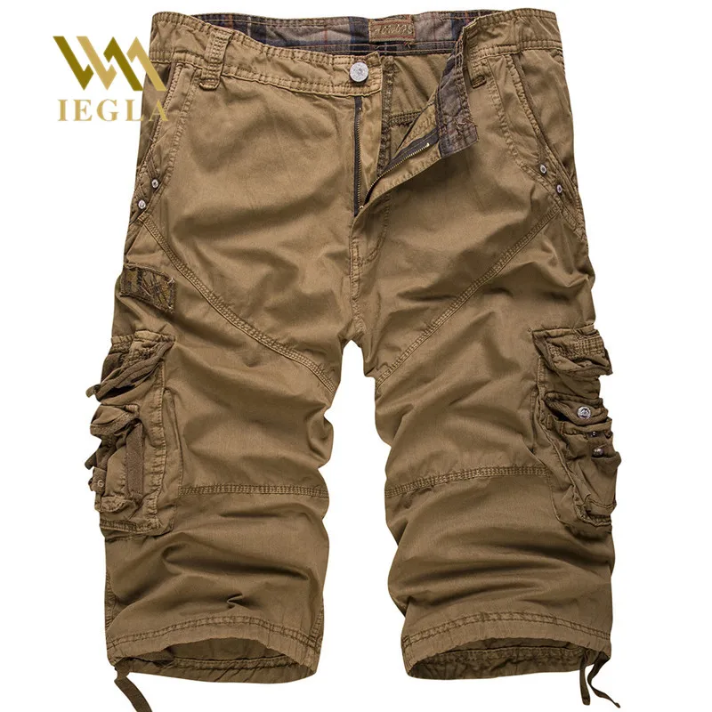 Мужские камуфляжные шорты Карго с несколькими карманами, мужские короткие спортивные костюмы, Повседневная Военная форма на молнии, укороченные шорты мужские спортивные штаны