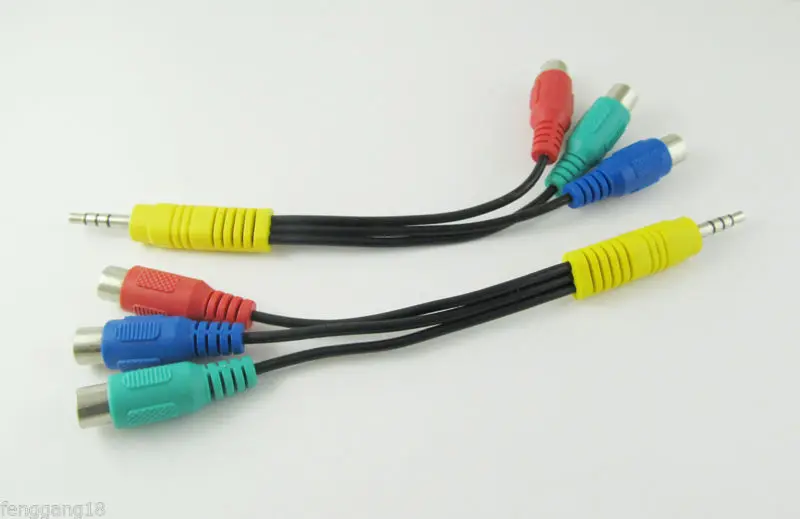 1pc 3.5mm Mini AV Male to 3 RCA Female Splitter Cable Lead Stereo