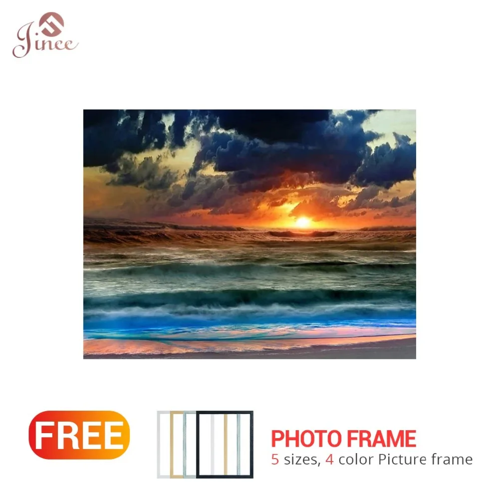 

Diamond Painting Full Drill circular Landscape 5D DIY Diamond Embroidery Seaside Sunset Picture Of Rhinestone Sunrise Weave