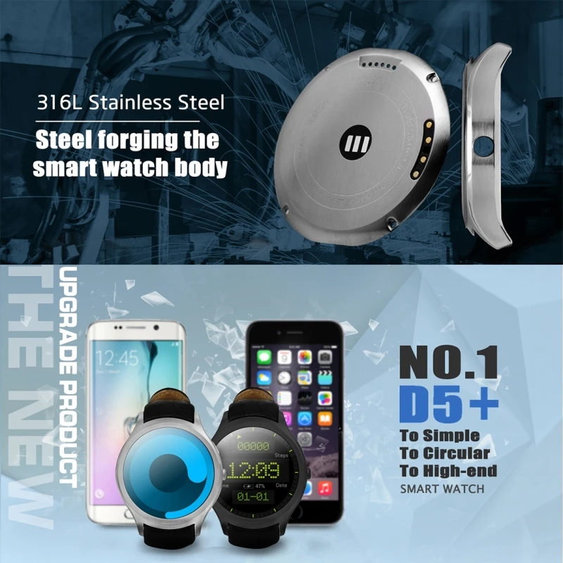  D5 + WiFi 3G Smart Watch Phone GPS Android 5.1 MTK6580 Quad Core 1G RAM 8G ROM Herzfrequenz Google 