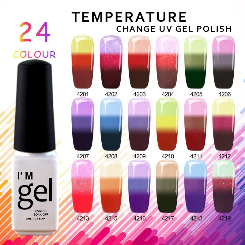 

7ml white Bottle temperature change Glitter Series phototherapy Gel Nail Polish Nail Art Nail Gel Polish uv Gel Manicure
