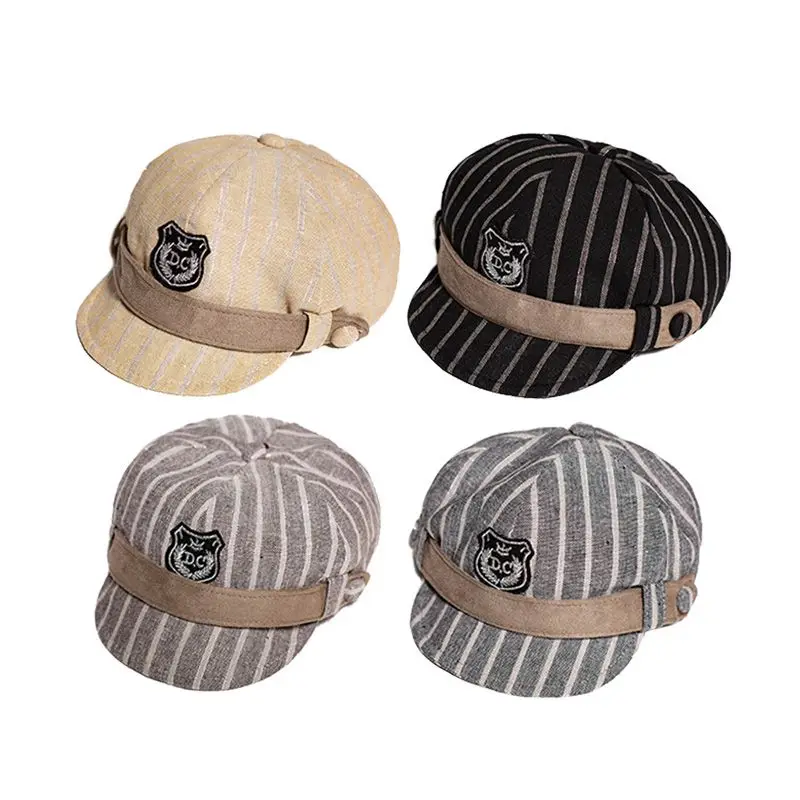 

8 Colors Striped Print Peaked Cap Children Classic Style Baby Cap Toddler Boy Girl Autumn Berets HatA