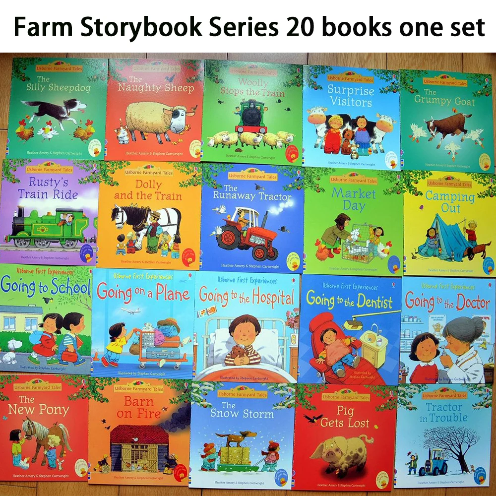 

20Books/Set 15x15cm kids Usborne Picture Books Children Baby famous Story English Child Book Farmyard Tales Story Eary education