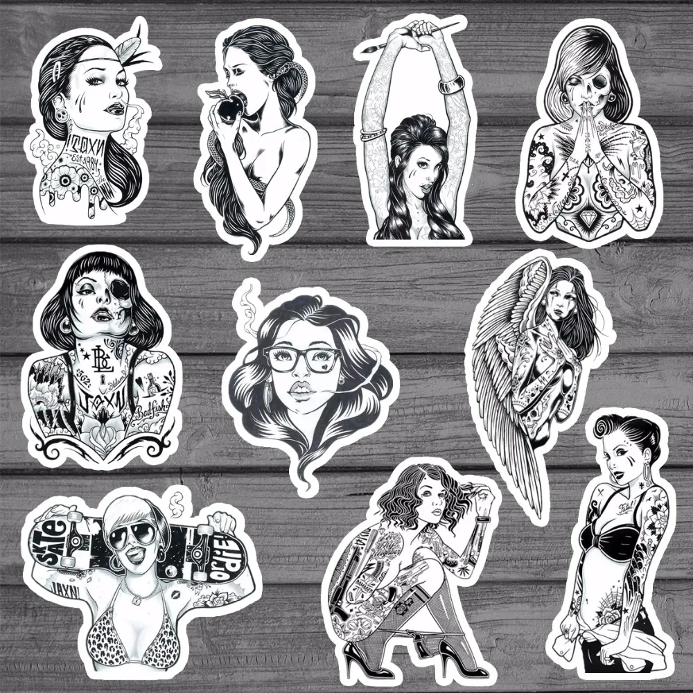 

10Pcs FATAL Style Tattoo Girl Gangsta Cool Sticker Decal For Kids Toy On Laptop Suitcase Notebook Skateboard Waterproof Stickers