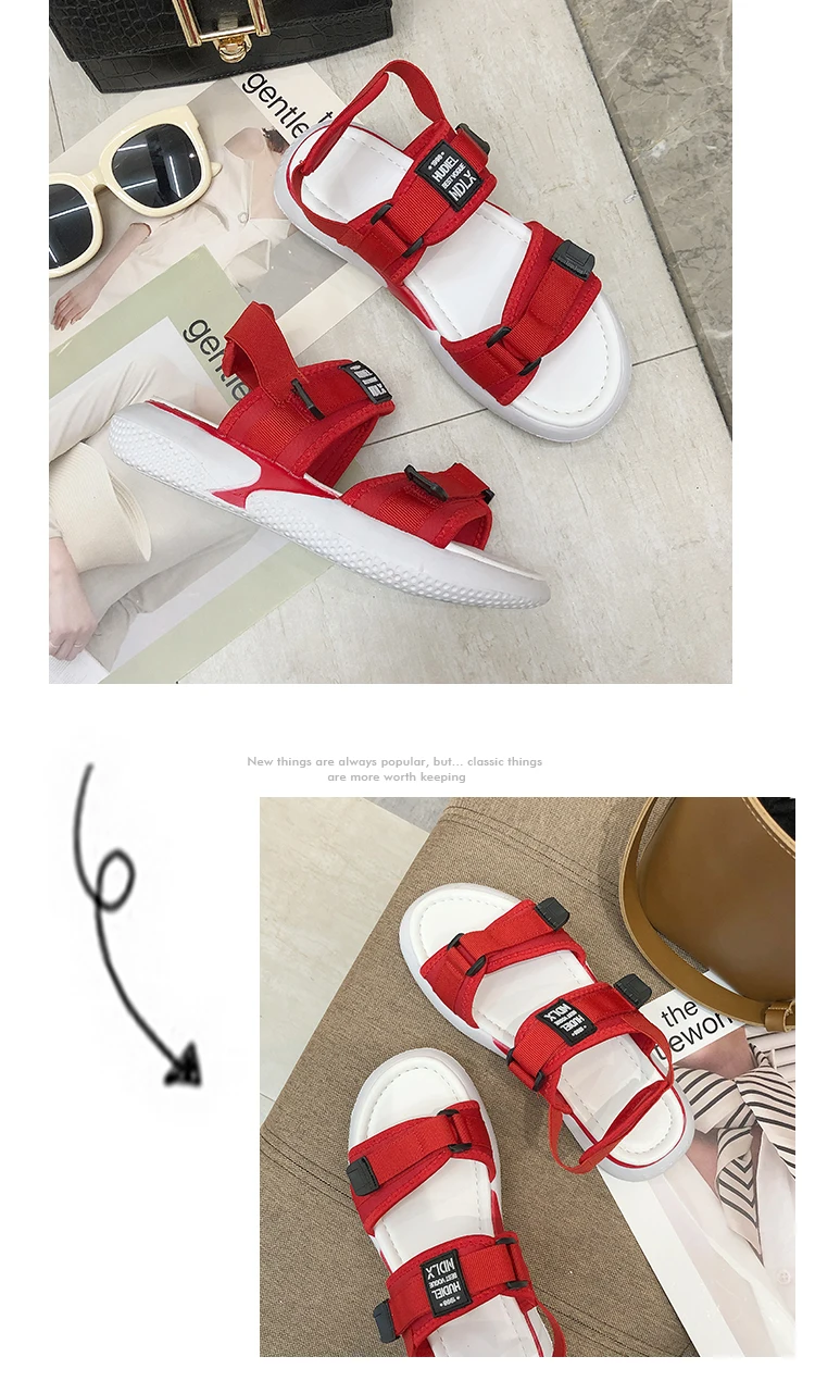 HKJL/женские сандалии на массивном каблуке; Новинка года; Корейская версия; простая спортивная обувь на плоской платформе; обувь знаменитостей; A349