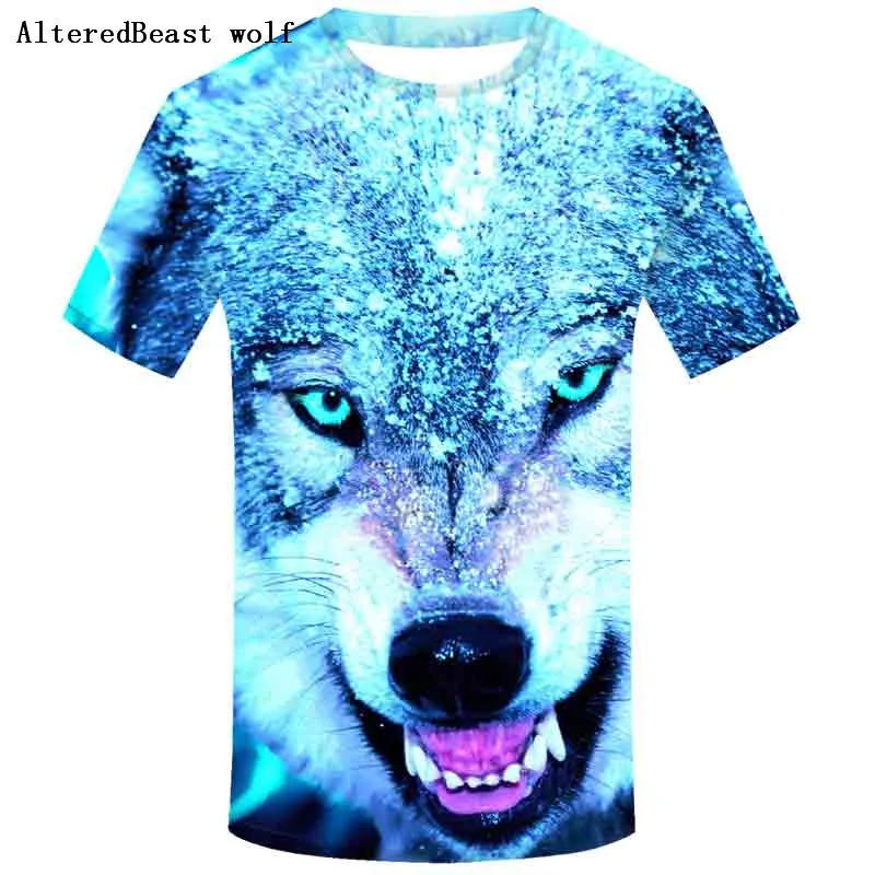 2019 Novelty 3D Men's wolf T shirt Cool wolf Printed t shirts summer