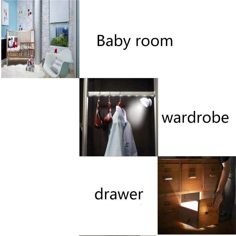 

USB Charging LED Motion Sensor Night Light 360 Degree Rotating Bathroom Wall Cabinet Table Lamp SKD88