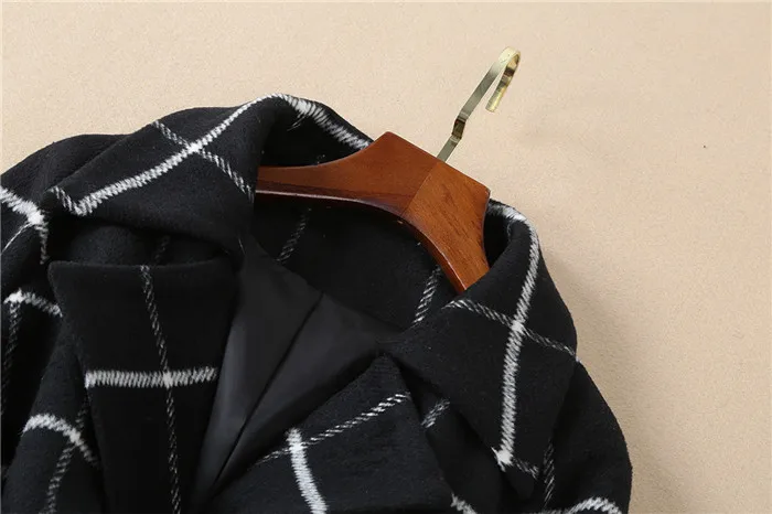 De Livraison Des Unique Blanc Qualité Taille Manteaux Top Manteau Noir Marque Gratuite Plaid Femmes Poitrine Laine D'hiver Xl Multi Haute FulK1JT35c