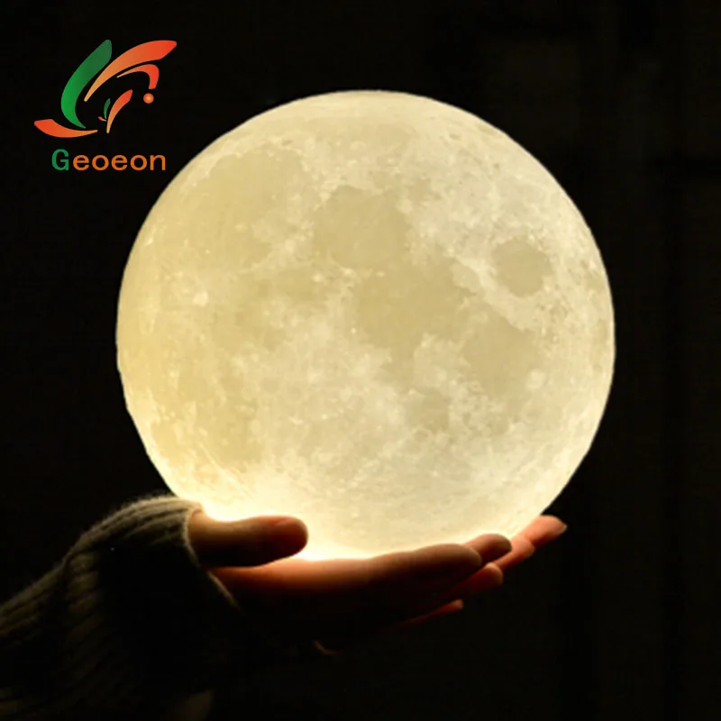 

Geoeon 2 Color 3D Print Moon Lamp Rechargeable Change Touch Switch Bedroom Bookcase Night Light Home Decor Creative Gift A501