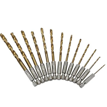 

13pcs/set 1.5-6.5mm HSS High Speed Steel Titanium Coated Drill Bit Set 1/4 Hex Shank