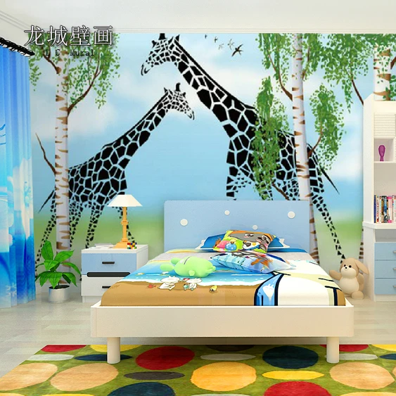 

3D stereo eye cartoon children's room large mural wallpaper baby nursery background wallpaper bedroom Giraffe