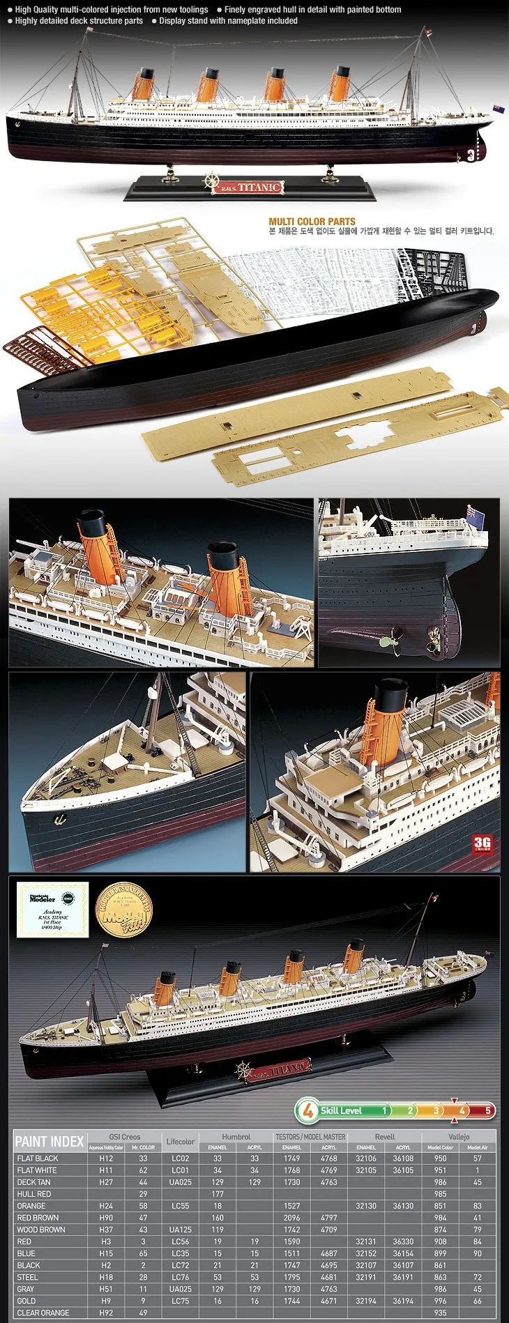 MOHS 14215 ACADEMY 1/400 Titanic модель корабля Роскошная Сборная модель круизного корабля наборы Модель модульного здания масштабная модель