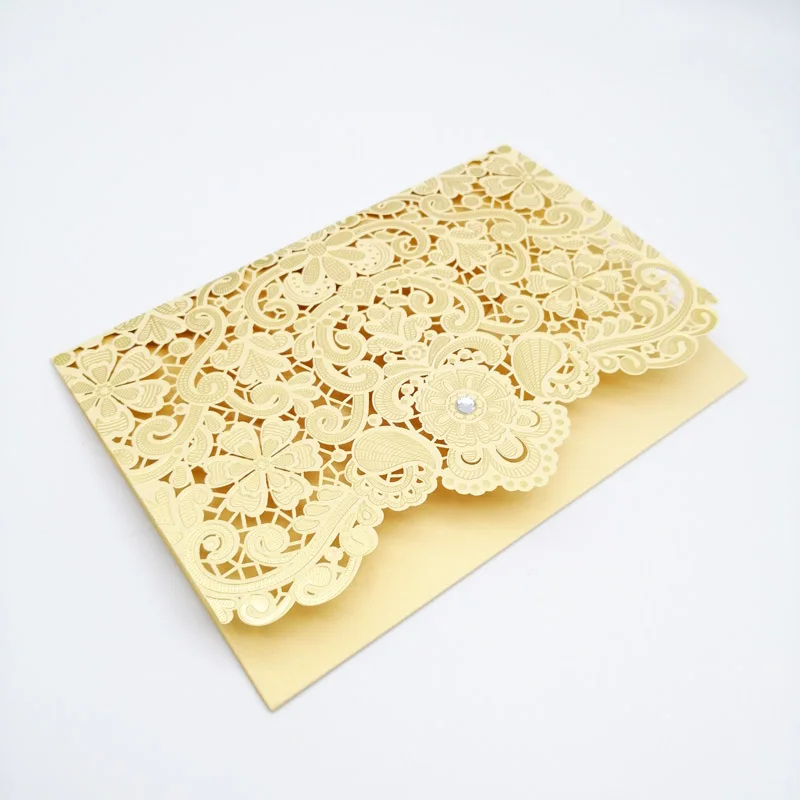 

Laser Cutout Lace Crystal Wedding Invitation Card Engagement Party Valentine's Day Greeting Card Happy Birthday cards