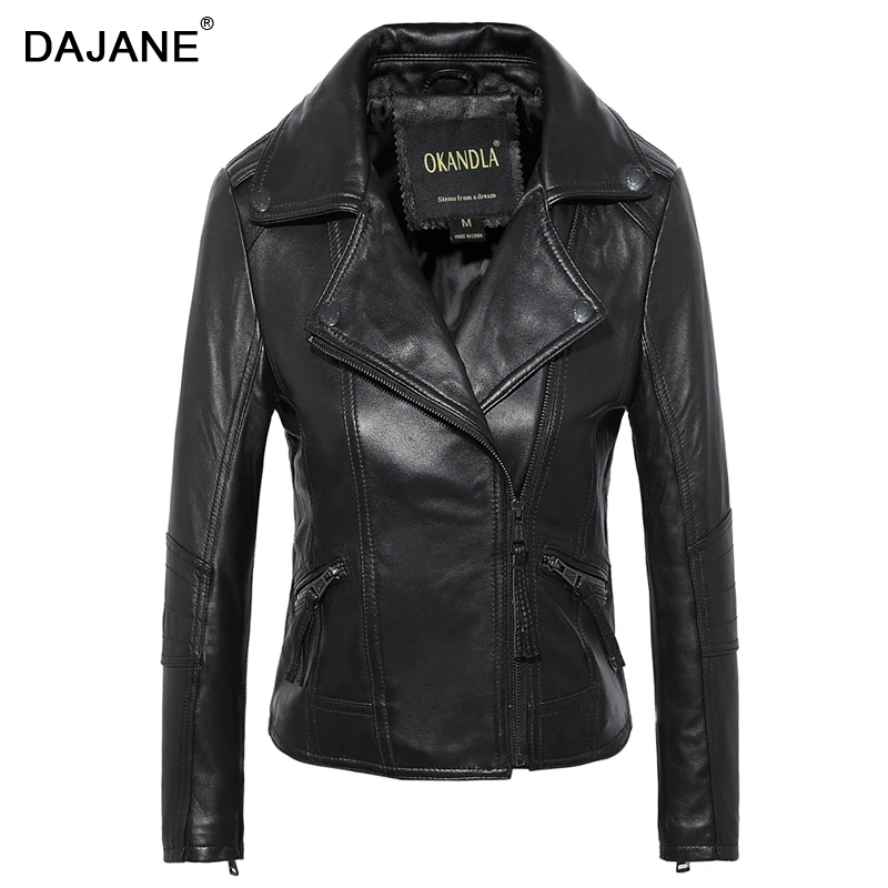 

DAJANE 2019 spring new nature sheep leather female Slim short ladies large big size women jacket real leather jacket