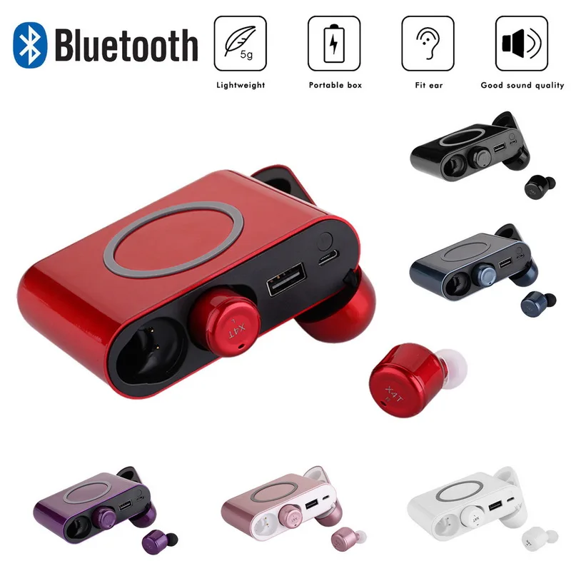 

X4T Touch Control Wireless Bluetooth 4.2 Earphones Stereo Earbuds Phone Charege 5400mAh Power Bank with Mic for Android and IOS