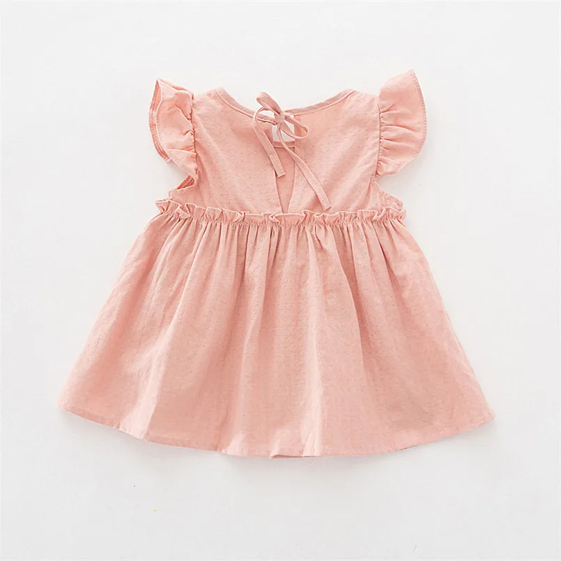 Мягкая дышащая блузка для новорожденных девочек летняя кружевная рубашка с оборками и рукавами для малышей хлопковые рубашки для маленьких девочек - Цвет: pink