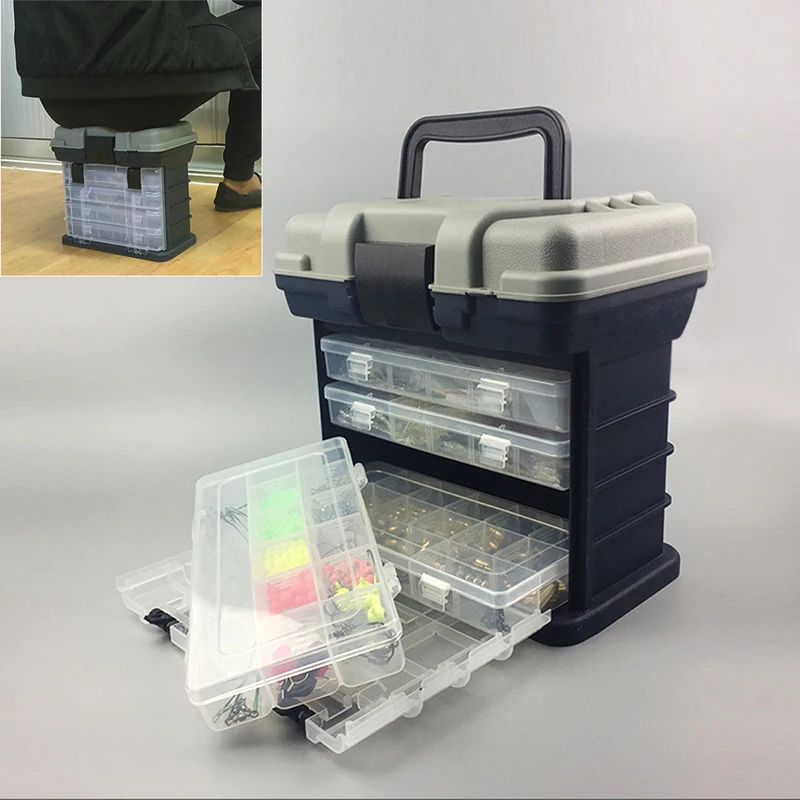

5 Layer PP + ABS Large Fishing Equipment High Quality Plastic Tool Box Handle Fishing Fishing Tack Fishing Accessories