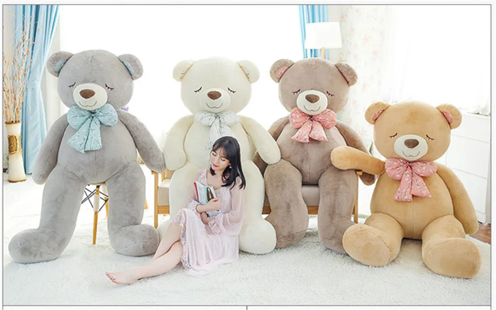 Fancytrader Soft Jumbo Teddy Bear Doll Giant Stuffed Sleeping Face Bear with Bow Plush Toys18