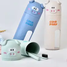 Мультяшная свинья пшеничное волокно для ванной Tumblers портативная спринцовка с отправкой 2 зубных щетки набор пшеничной соломы путешествия для ухода за зубами