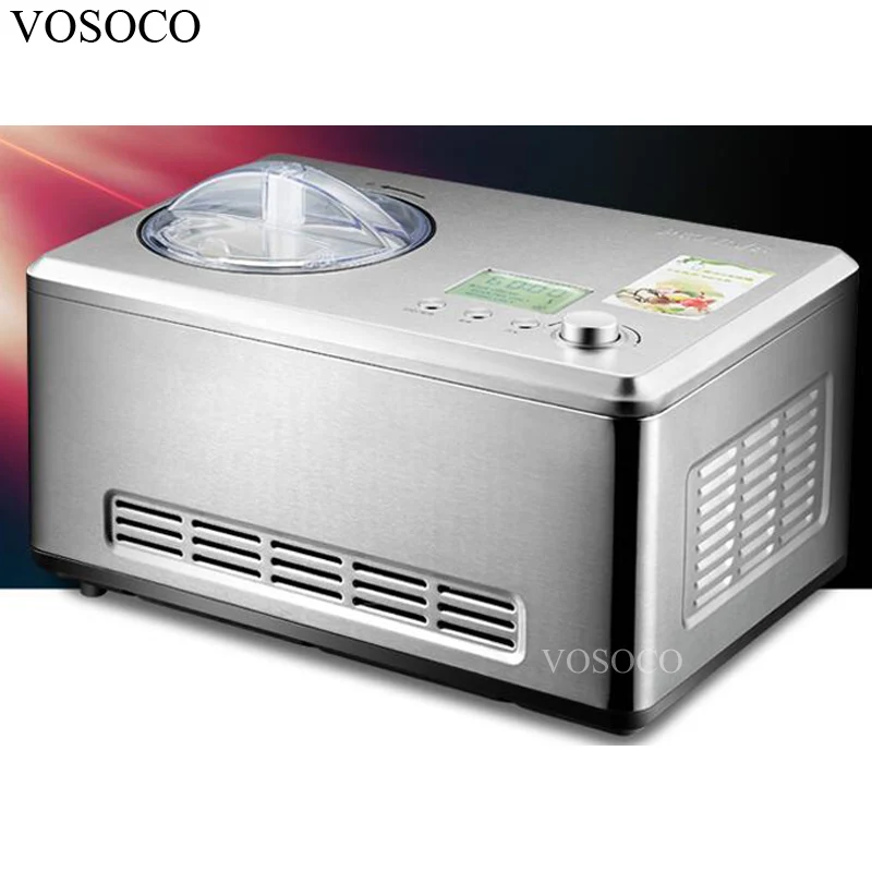 

VOSOCO Ice cream machine household automatic 2L Stainless steel ice cream machine refrigerator Fast refrigerating compressor