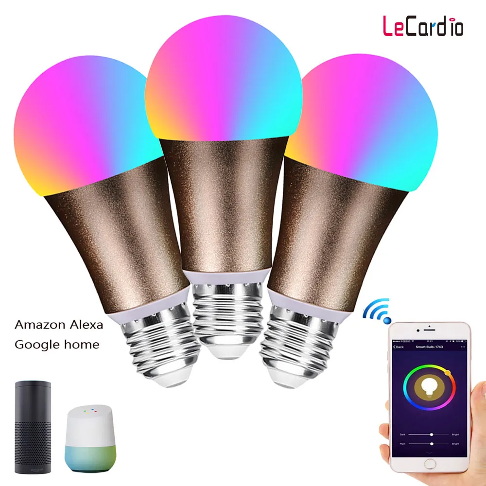 3PC Smart Led WIFI Light Bulb E27 E26 B22 Dimmable Wake Up Memory Lamp For Living Room Bedroom Compatible Alexa Google APP 3PC Smart Led WIFI Light Bulb E27 E26 B22 Dimmable Wake Up Memory Lamp For Living Room Bedroom Compatible Alexa Google APP