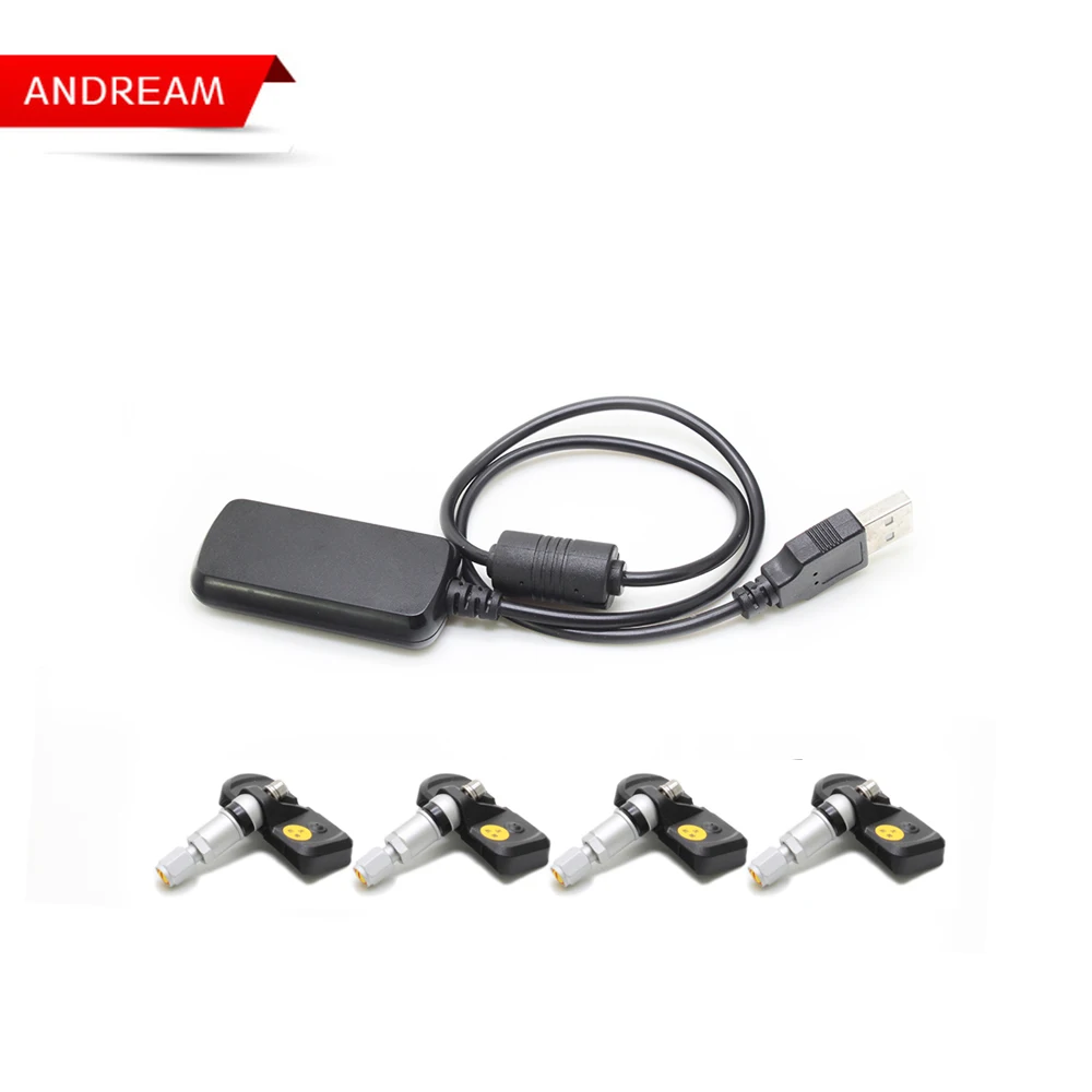 USB TPMS for Android CAR DVD Car Tire Pressure Monitoring System 4 Sensors Alarm Tire Temperature Monitoring System EW-TPMS-A2 tp630 tpms car smart bluetooth tpms tire pressure psi bar temperature alarm system for android for ios 4 sensors