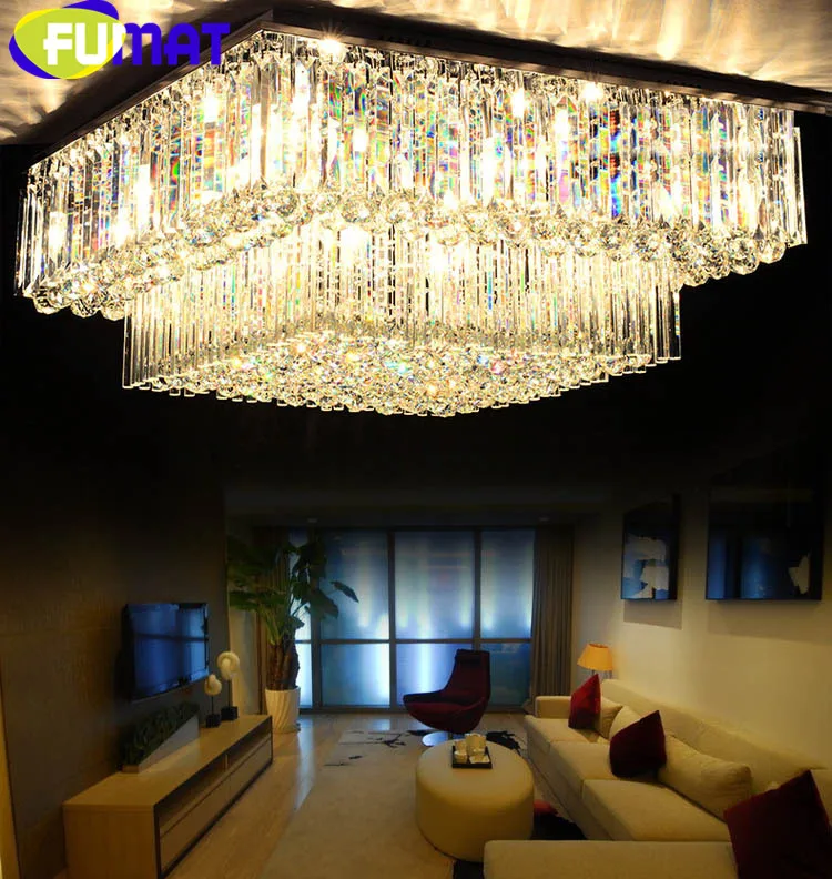 FUMAT Crystal K9 Ceiling Lamps Square Stainless Steel Base Transparent Modern Style Hanging Light Fixture Suspension Luminaire 10