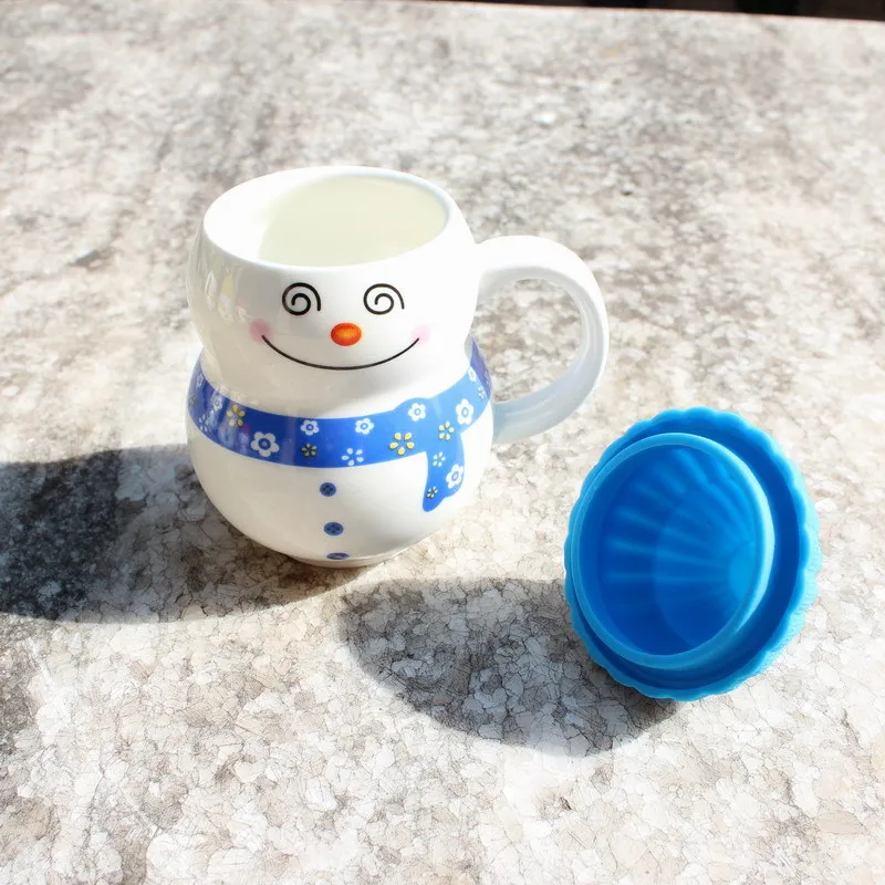 Рождественская силиконовая креативная модная Милая керамическая кружка мультяшная чашка для подарка на день рождения чайная чашка с ручкой чашка в форме снеговика