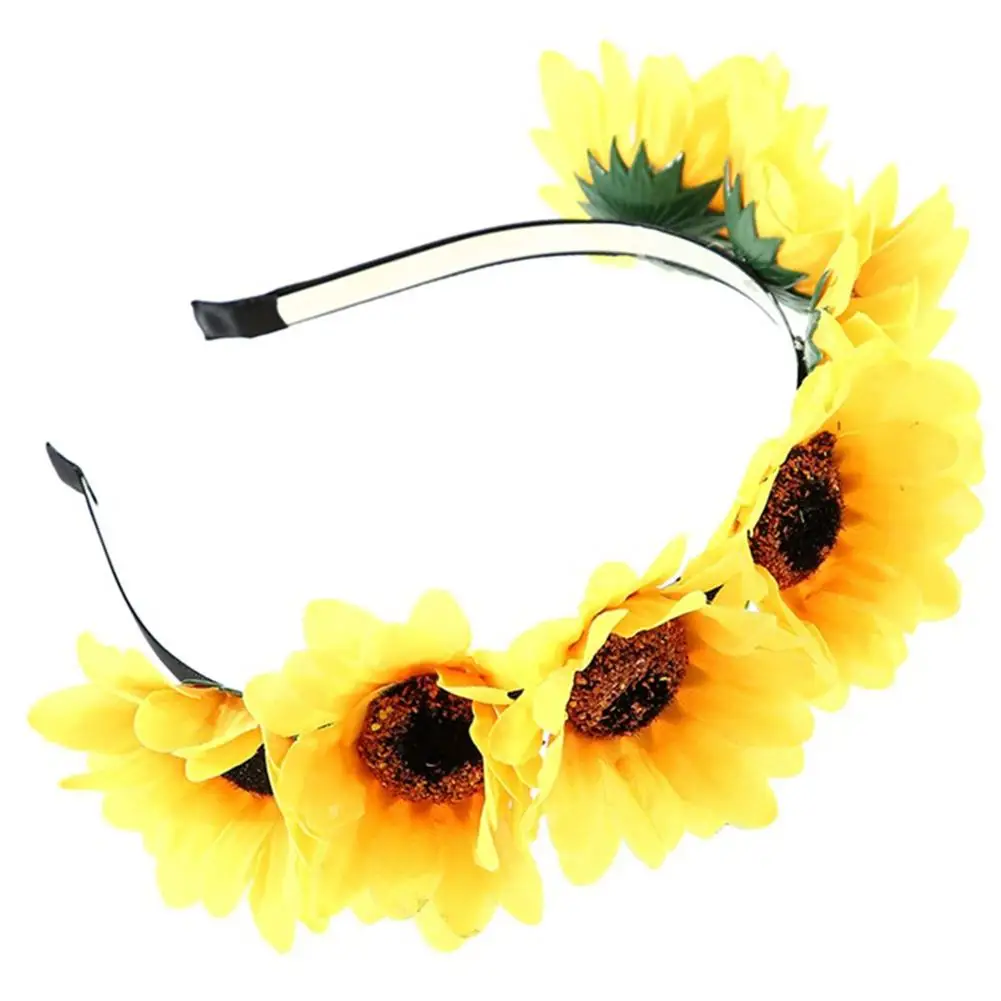 

Sunflower Flower Girl Hair Wreath Hairband Headband Headwear Party Festivals Hairbands Fashion Women Wedding Hair Accessories