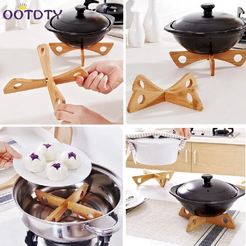 

Bamboo Heat Resistant Pan Mat Removable Pot Holder Kitchen Cooking Tool
