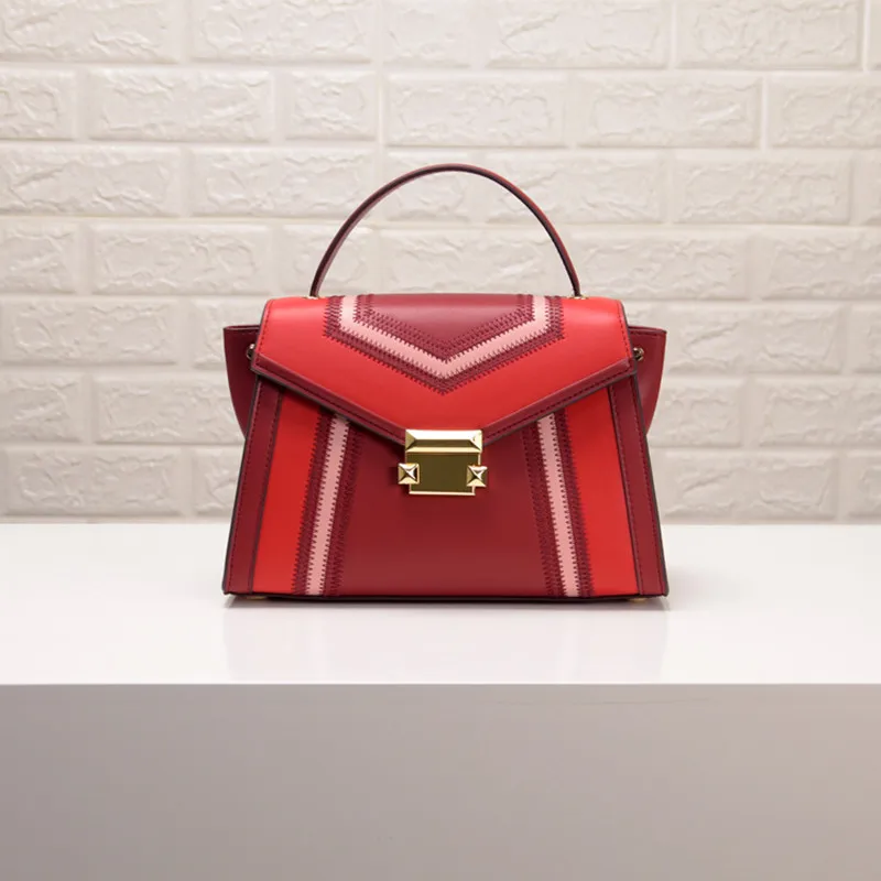 

2019 Ladies Genuine Luxury Leather Bags Embroidery Design Trapeze Hand Bag Women European American Fashion Handbags Shoulder Bag