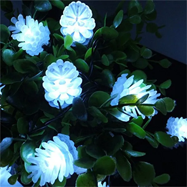 Review Pine Cone Solar 4.8M 20LEDS Fairy String Lights Christmas Outdoor Garden Garland