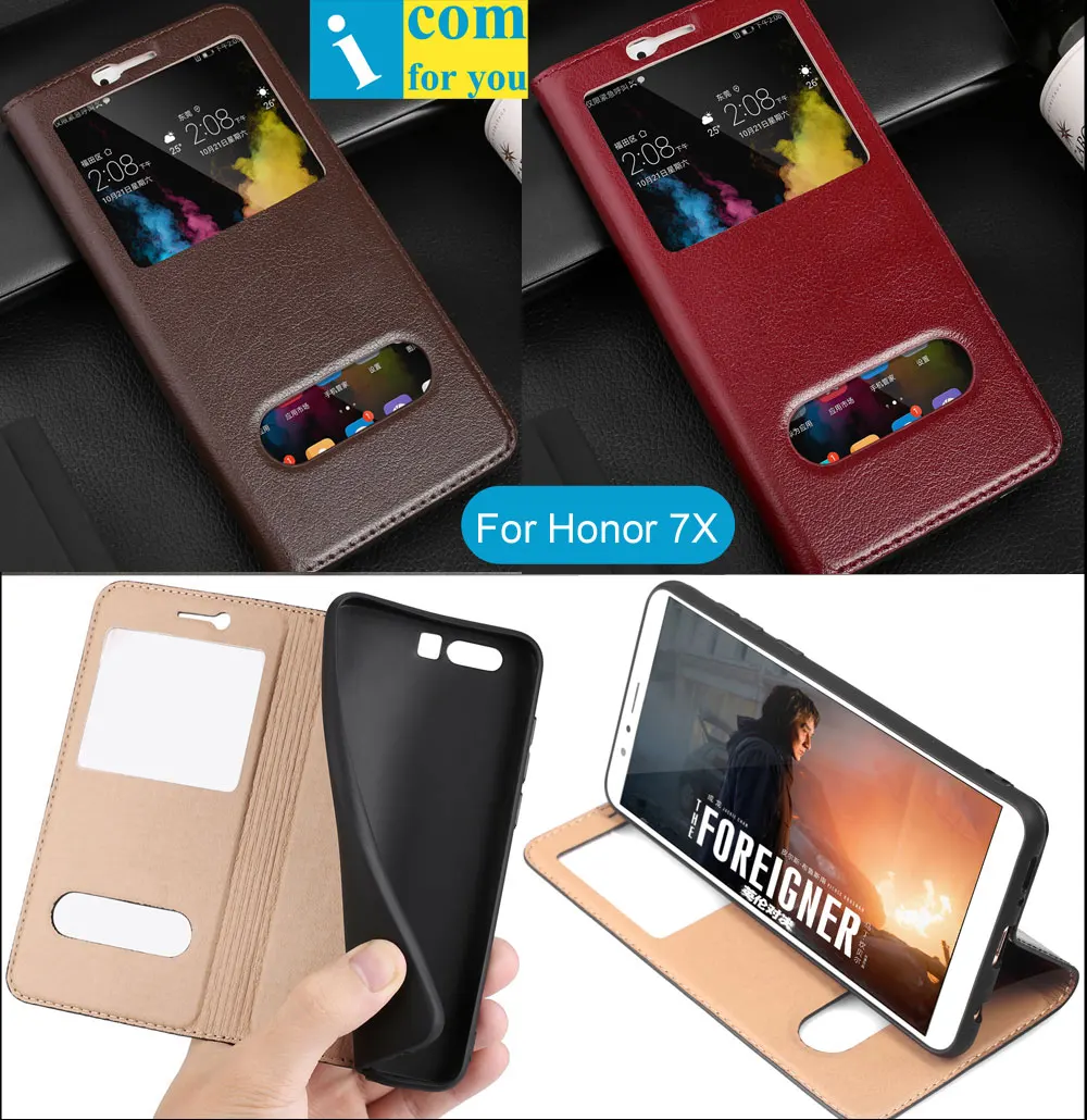 Чехол-книжка из натуральной коровьей кожи для huawei Honor 7X5 93 дюймов | Мобильные