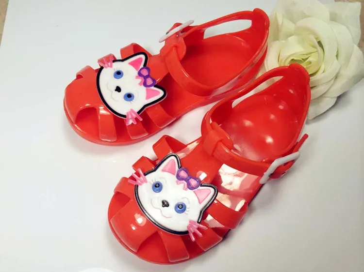 Для мини-сандалии; прозрачная обувь; сандалии с дырочками для маленьких мальчиков; тапочки; мягкая Водонепроницаемая нескользящая подошва - Цвет: Красный