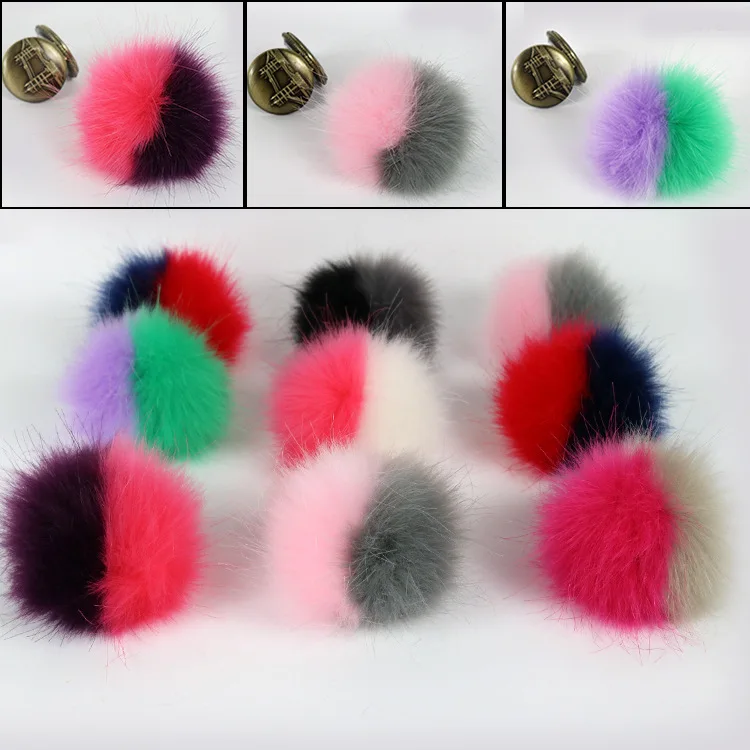 

New arrival 2muticolor Fluffy Faux Fox Fur Pom Pom Ball Pompoms for Women shoes or Keychain Accessories