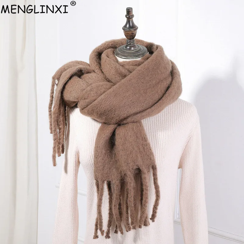 

Thickening Warm Cashmere Scarf Women Scarves Winter Shawl For Ladies Tassels New Design Solid Scarves Wraps Kerchief Pashmina