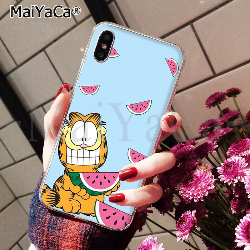 Мягкий силиконовый чехол для телефона из ТПУ MaiYaCa Garfield cat для Apple iPhone 8 7 6 6S Plus X XS MAX 5 5S SE XR