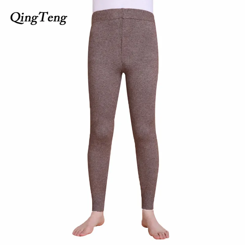 QingTeng мужские длинные леггинсы из мериносовой шерсти зимнее теплое термобелье
