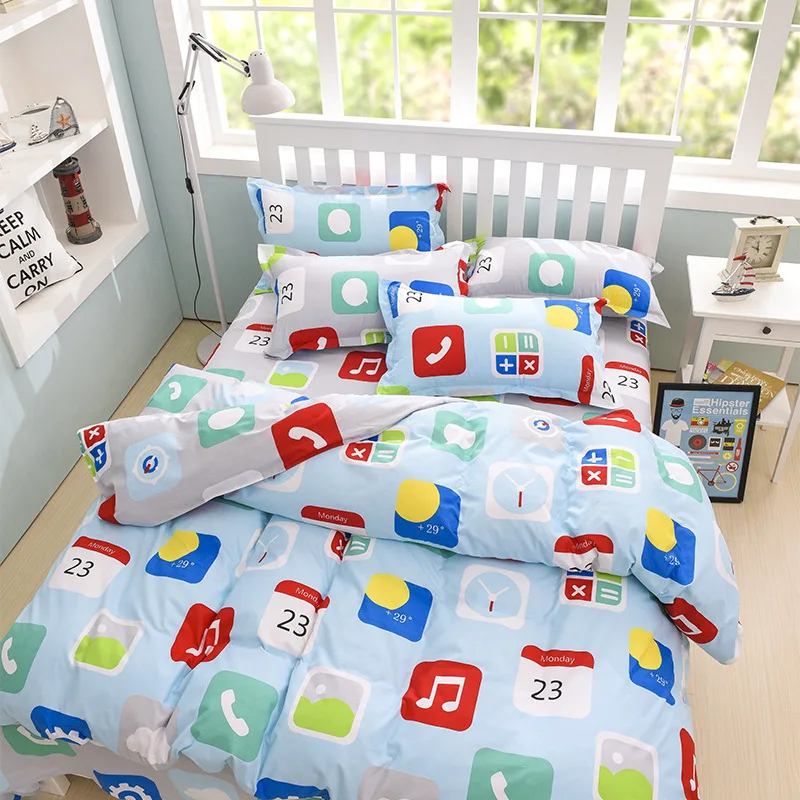

2017 100% Cotton 4pcs Bedding Set Modern/Brief/Geometric Frguie Bed Sheet Set Gift Adult Bedding Set Queen/King/Twin Size