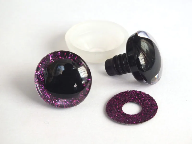 20pcs 12mm/14mm/16mm/20mm/25mm clear trapezoid plastic safety toy eyes + glitter Nonwovens -Can choose size and color 11