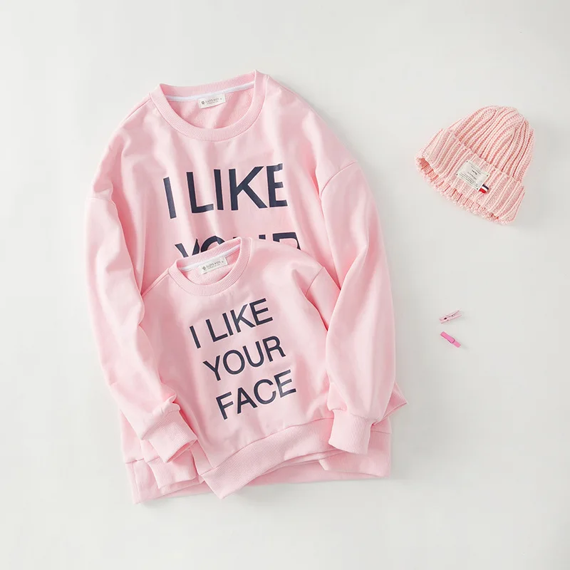 Семейные комплекты одежда для семьи с надписью I LIKE YOUR FACE мамы и дочки свитер всей