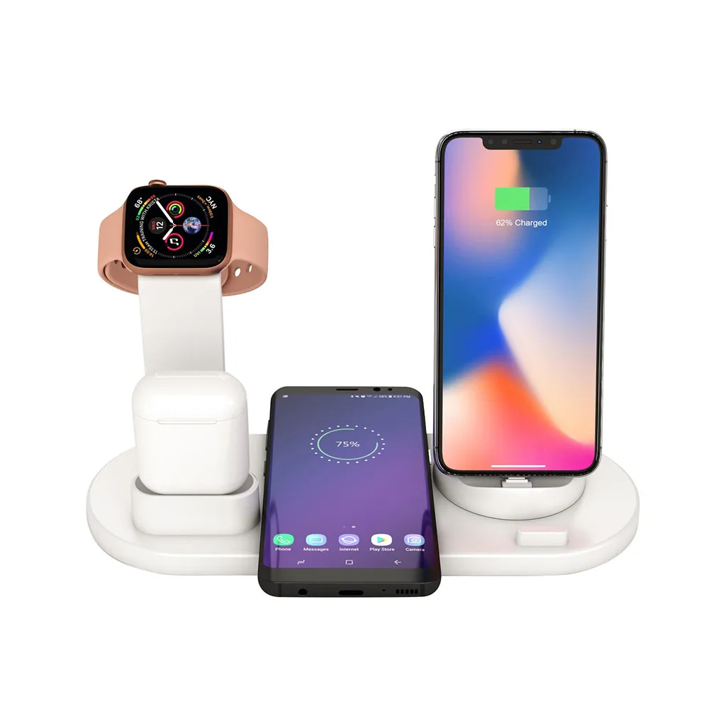 Qi Wireless Charger For For iPhone For Ipple Watchfor Airpods 3in1 Wireless Charger Base Stand Wireless Charger 10w