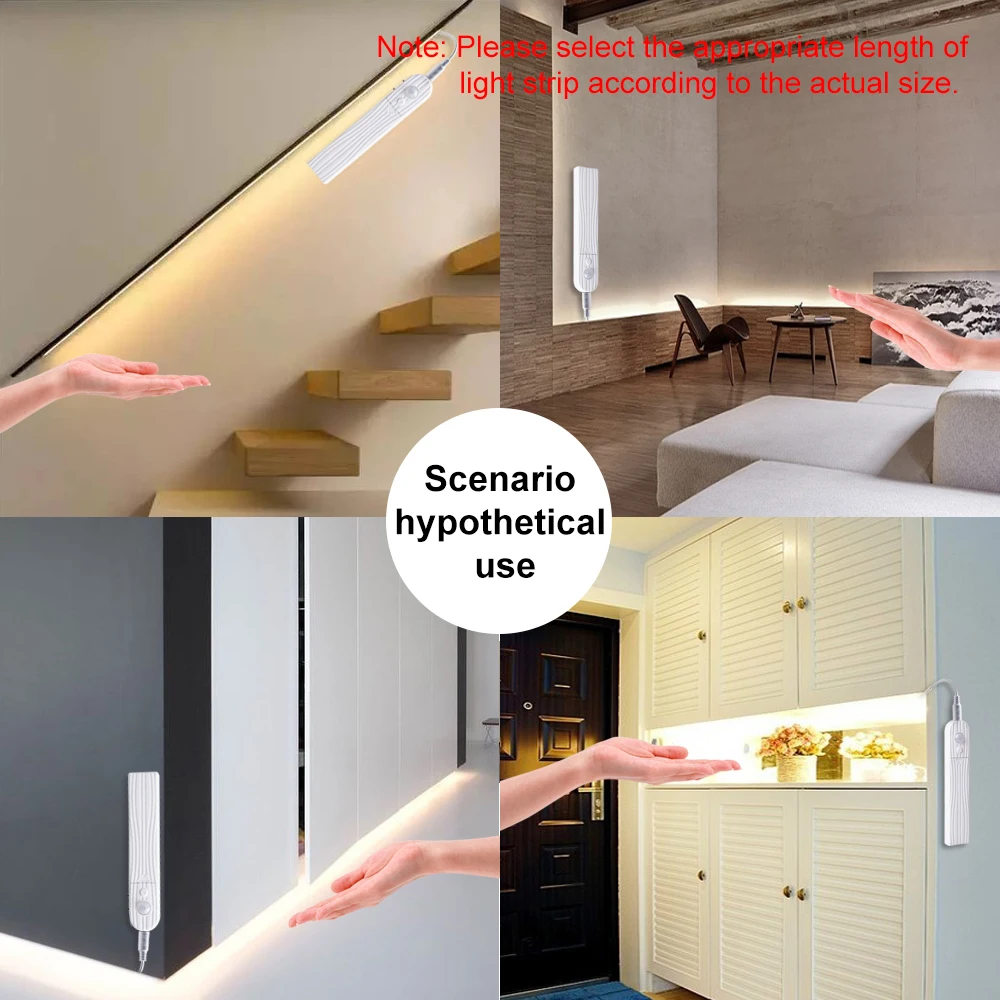 

Wireless LED Under Cabinet Light Led Strip Led PIR Sensor Bulb Bedroom Light Closet Lamp Wardrobe TV Screen Backlight Lighting