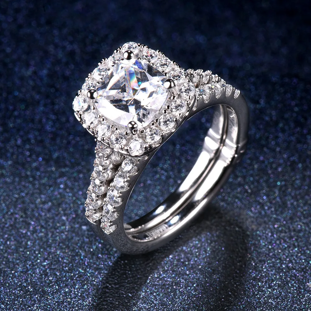 1.87Ct Brilliant Cut Moissanite Engagement Wedding Ring Sets 925 Sterling Silver