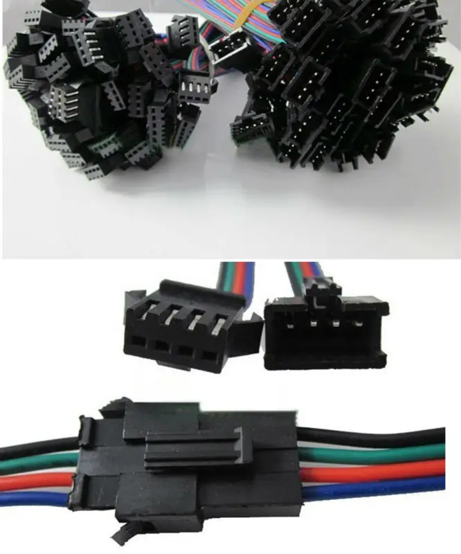 Free shipping 60PCS ( 30 set ) 4 PIN Male and Female RGB connector Wire Cable For 3528 5050 SMD