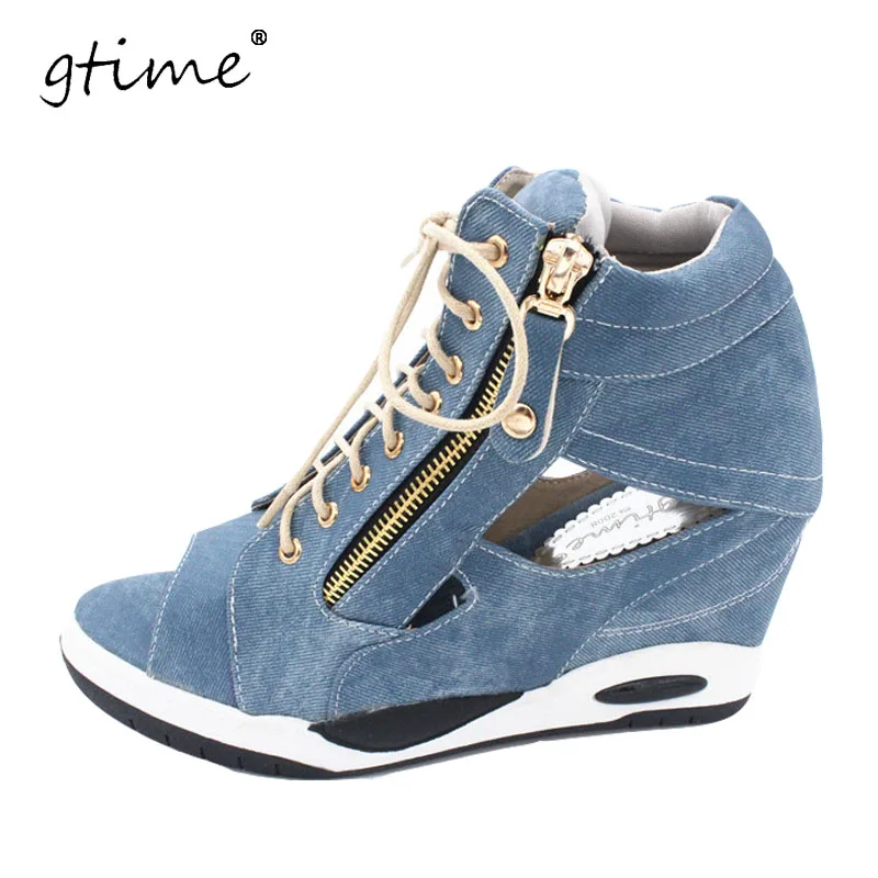 

GTIME High Heels Gladiator Sandals Open Toe Shoes Sexy Lady Pumps Woman Wedges Shoes female Platform Lady Shoes Jeans # ZWB132