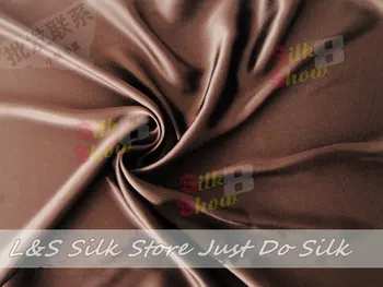 

Free shipping/100% mulberry silk fabric /plain dyed/dark coffee/silk dress fabric/silk bedding/scarf / #LS0744-20