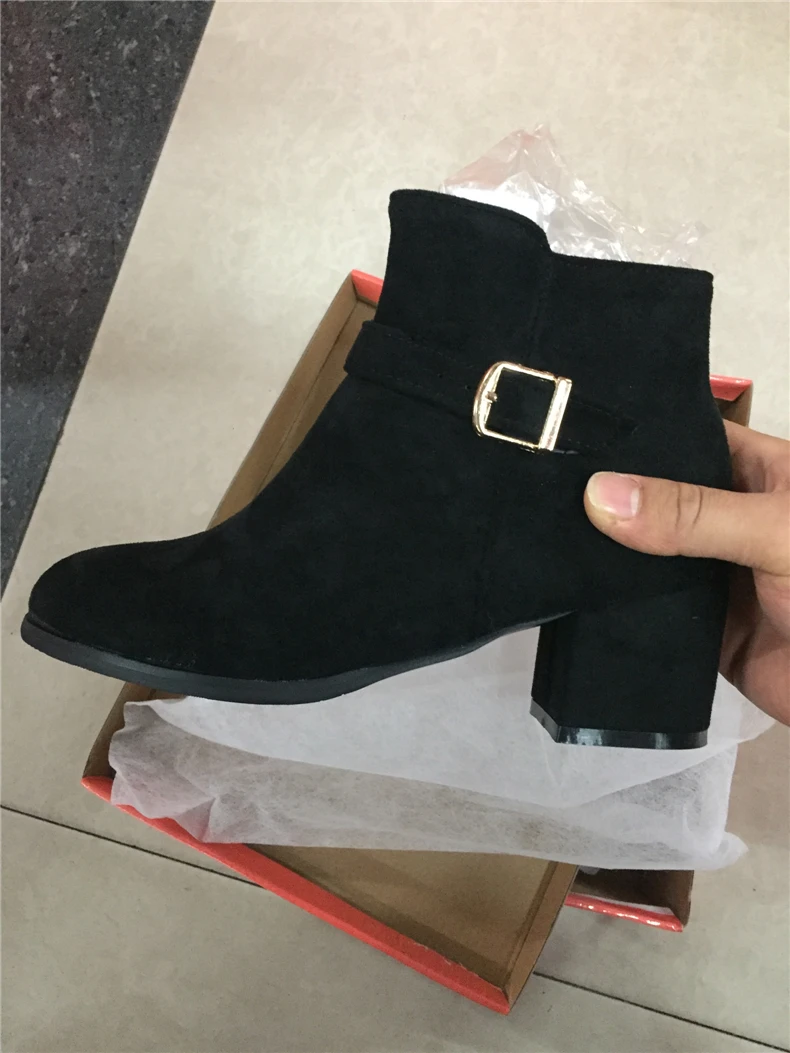 RQFF Brand Winter Boots Women With Box Big size34-43 Flock Warm Shoes Woman High Heel Ankle Boot Female Zip Footwear Ladies Shoe (16)